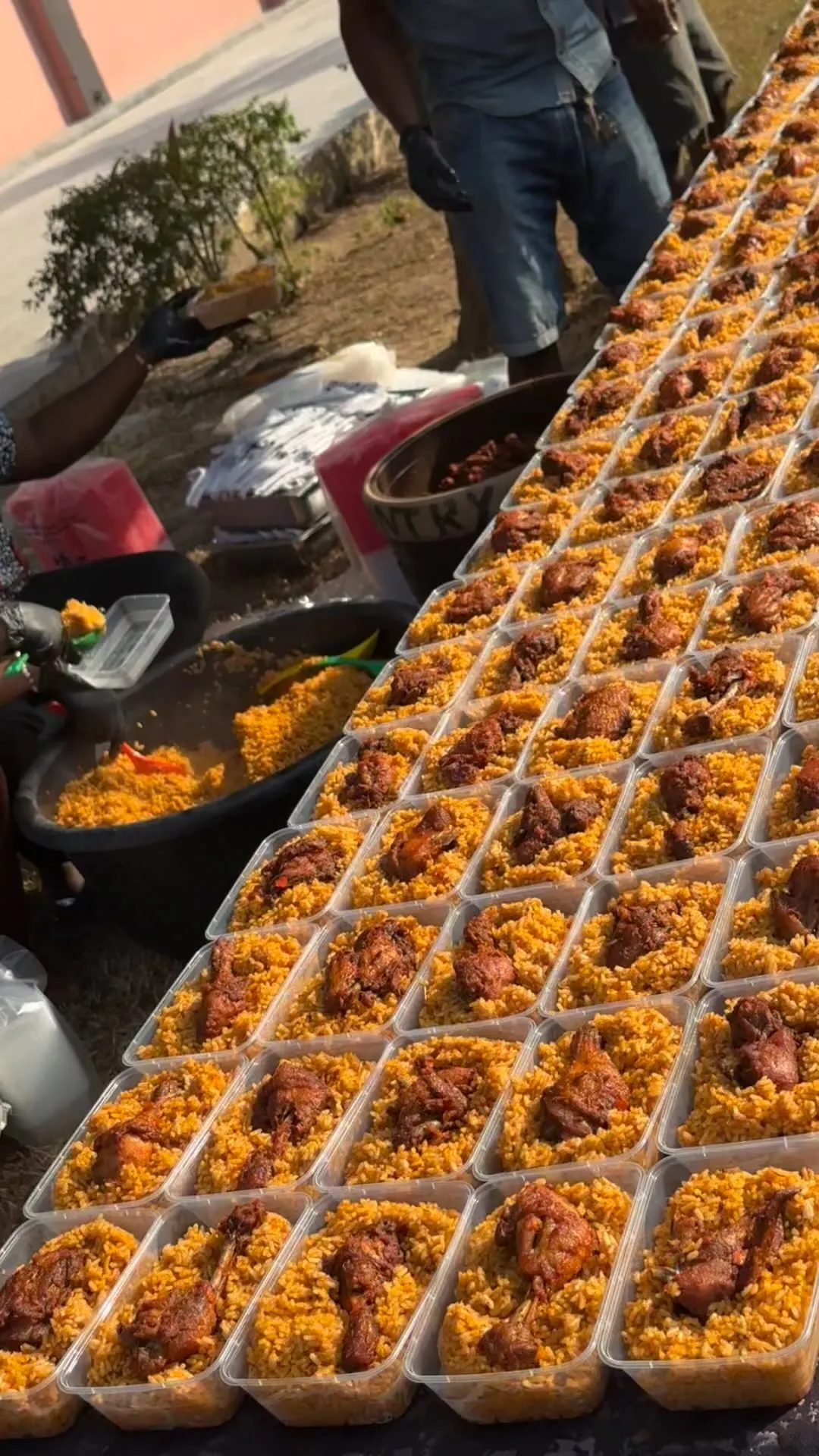 Packed meal boxes ready for service